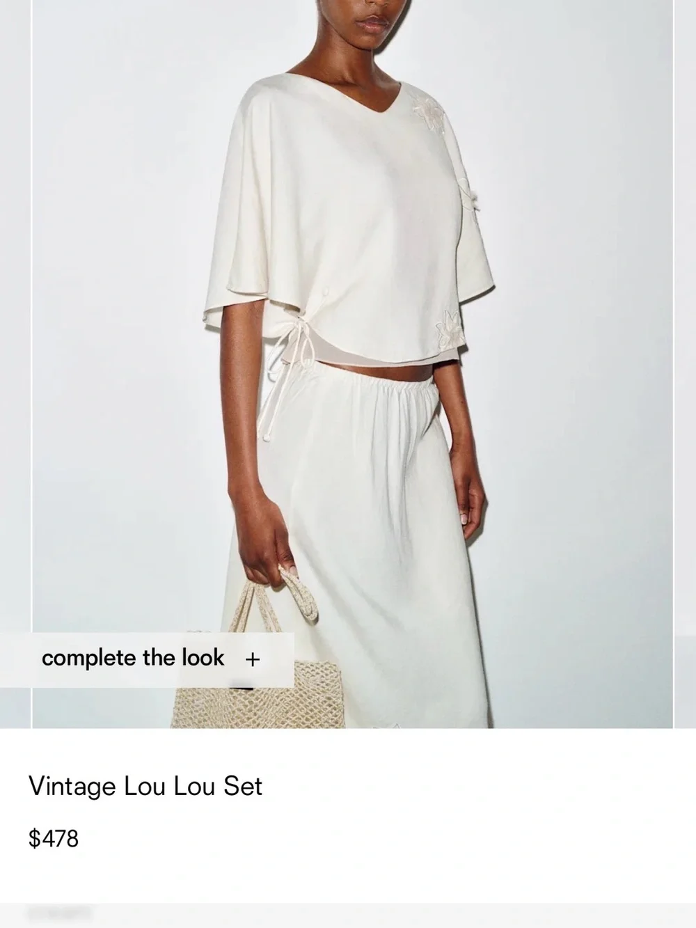Reformation Vintage Lou Lou Cream Two-Piece Skirt Set - Picture 2 of 5